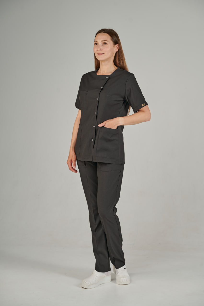Костюм Lycra  кнопка сбоку кор/рукав Черный (Siyah) XXL