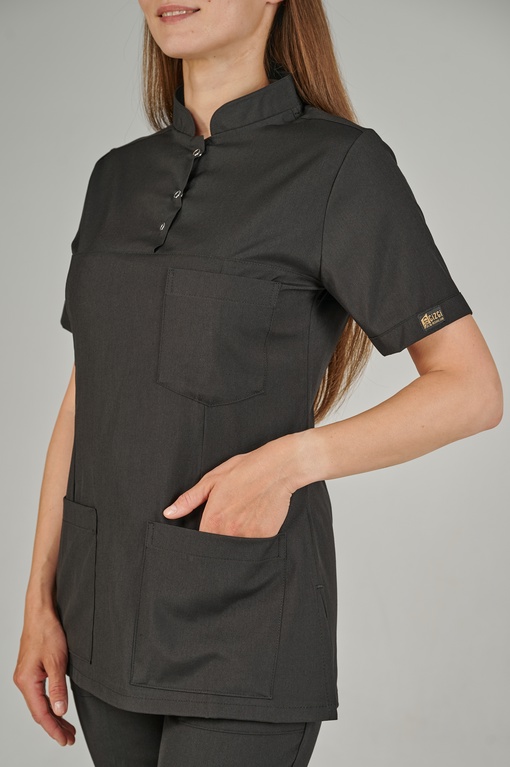 Костюм Lycra 3 кнопки с воротником стойка Черный (Siyah) XXL